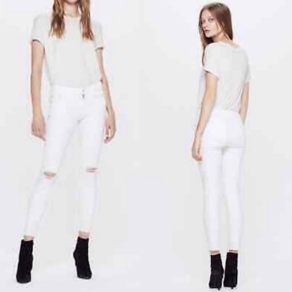MOTHER LOOKER ankle fray white jean Little Miss Innocent?